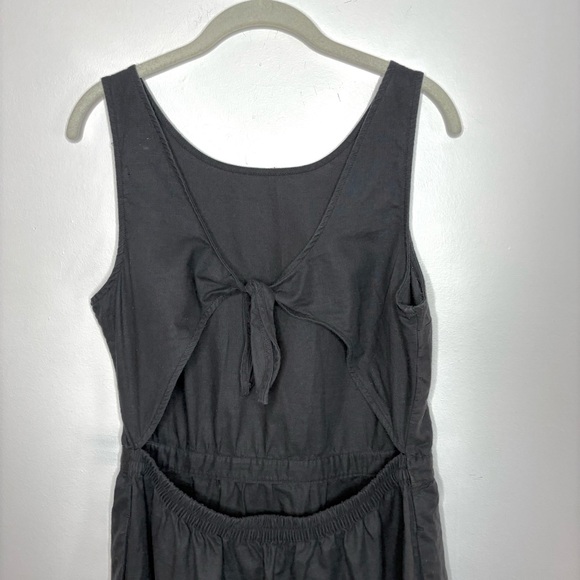 Gap Linen Tie Back Dress Black Short Sundress Sleeveless Resortwear Summer M - Picture 7 of 13